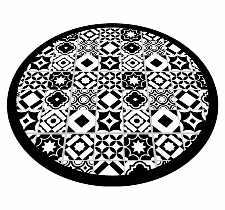 Vinyl tapijt mozaïek monochroom motief - TenStickers