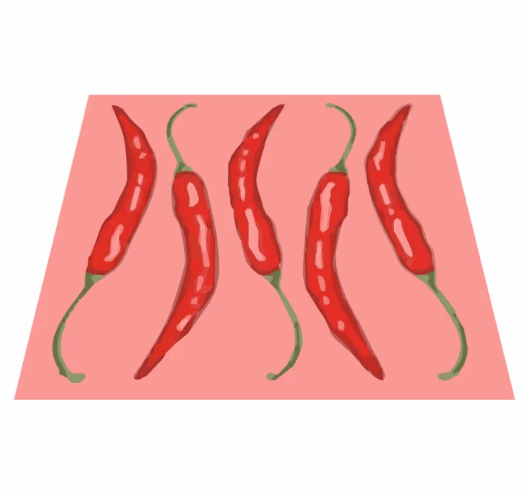 Rode chilipepers vinyl vloerkleed keuken - TenStickers