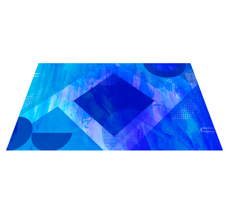 Blauwe geometrische motieven vinyl tapijt minimalistisch - TenStickers