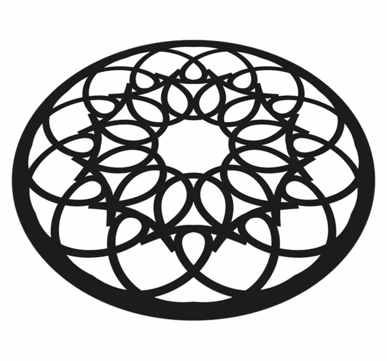 Ingewikkeld zwart patroon vinyl tapijt mandala - TenStickers