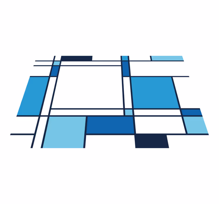 Blauw geometrisch motief vinyl tapijt modern - TenStickers