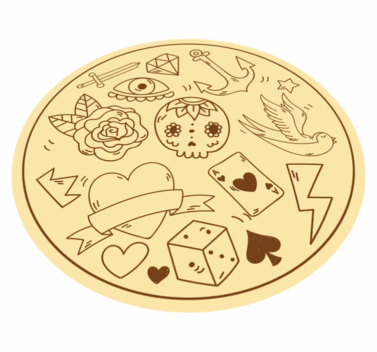 Tatoeage symbolen vinyl tapijt tiener - TenStickers