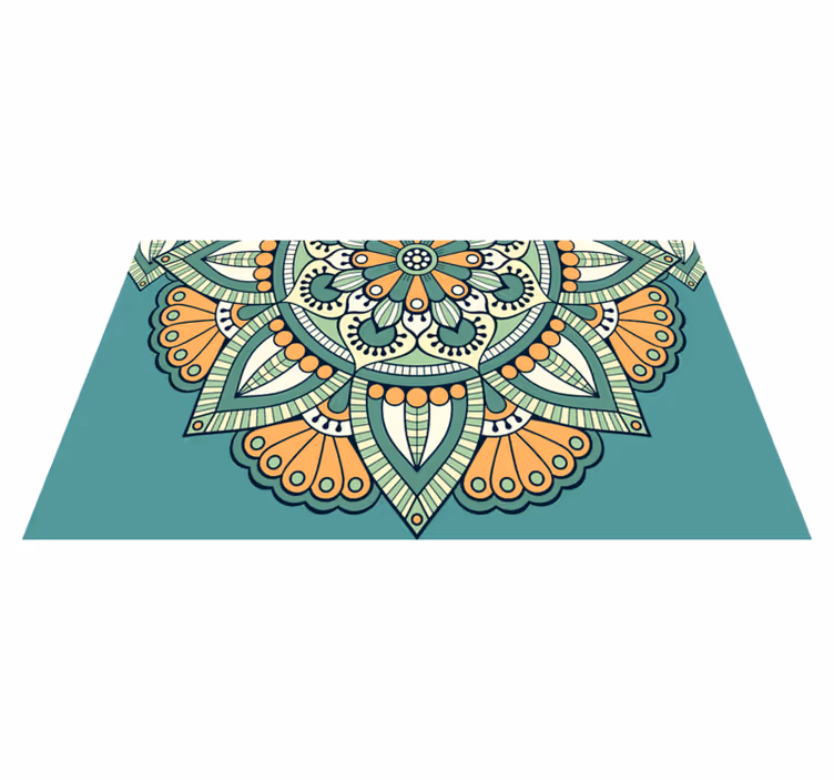 Half bloemenmotief vinyl tapijt mandala - TenStickers