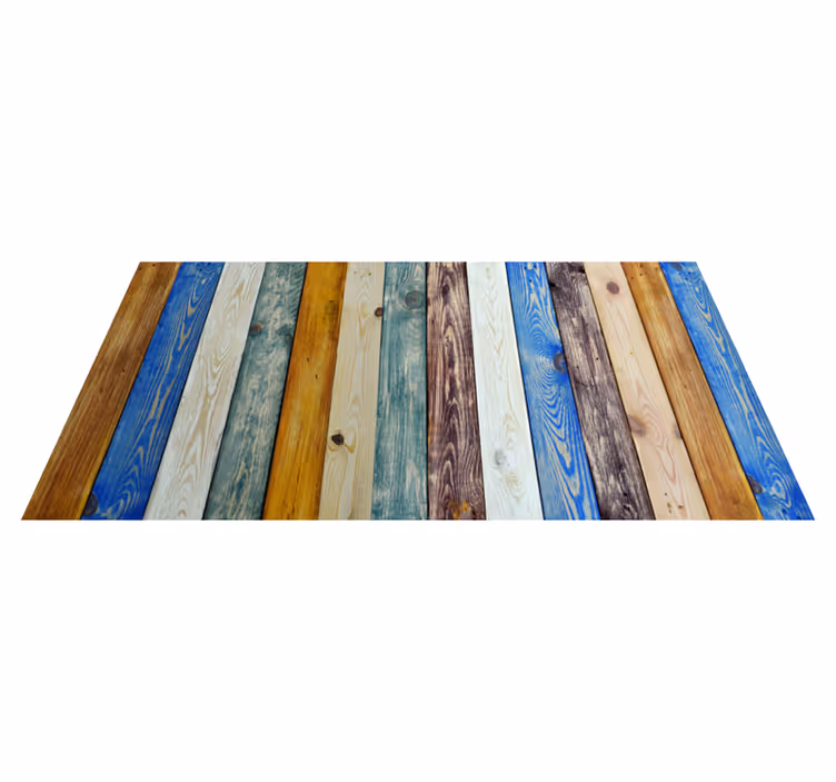 Kleurrijke planken vinyl tapijt met houtstructuur - TenStickers
