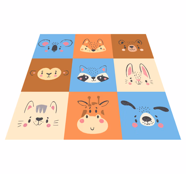 Vinyl tapijt voor meer kinderen met baby dieren tegels - TenStickers