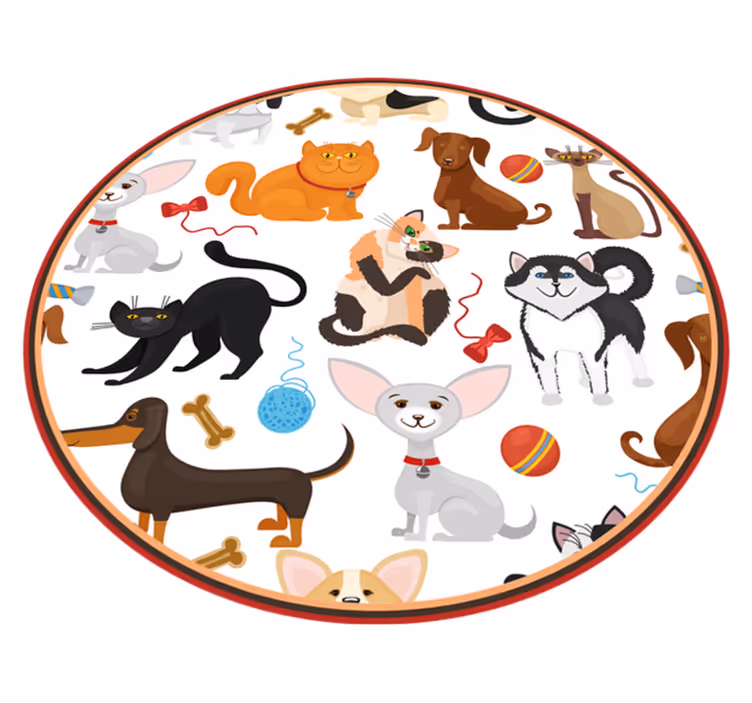 Speelse huisdieren vinyl tapijt kind - TenStickers