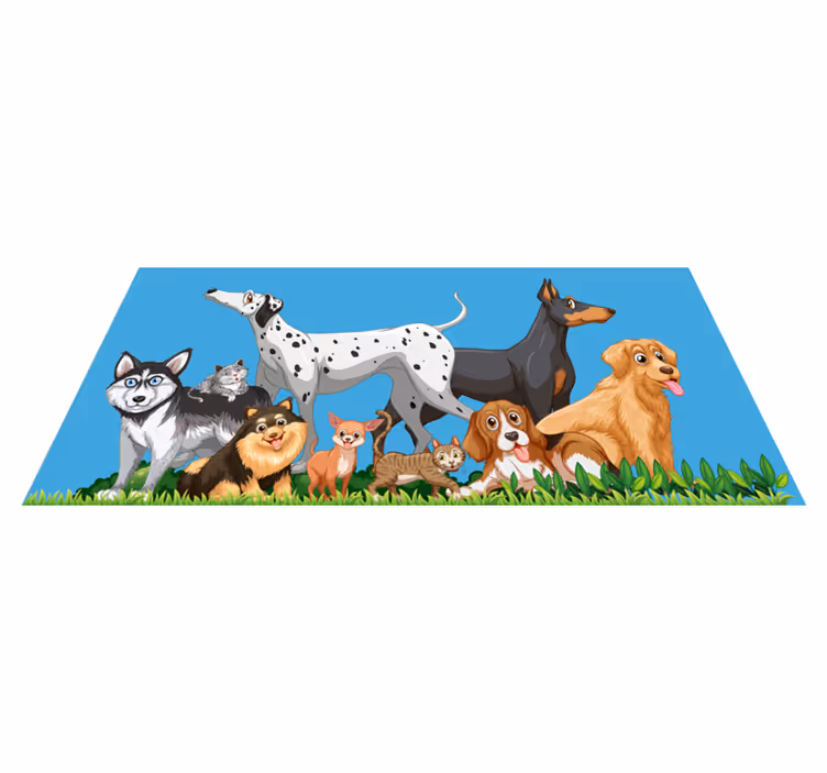 Honden verzamelen vinyl tapijt voor meer kinderen - TenStickers