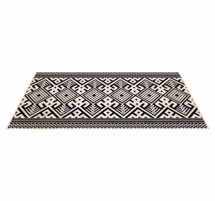 Zwart wit geometrische stijl vinyl tapijt geometrisch - TenStickers