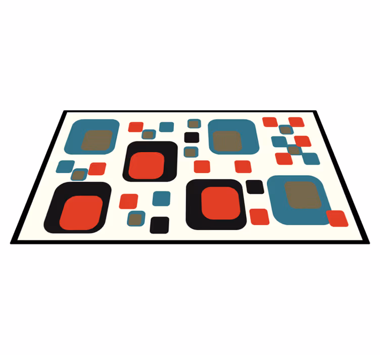 Kleurrijke abstracte vierkanten vinyl tapijt geometrisch - TenStickers