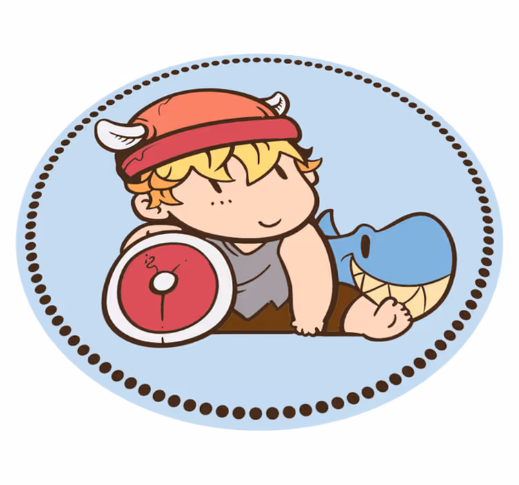 Vriendelijk viking krijger vinyl tapijt kind - TenStickers