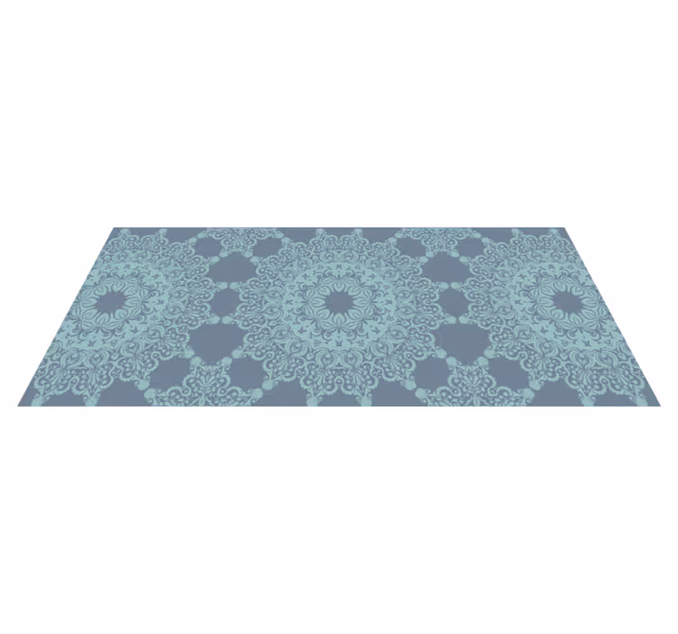 Elegant blauw patroon vinyl tapijt mandala - TenStickers
