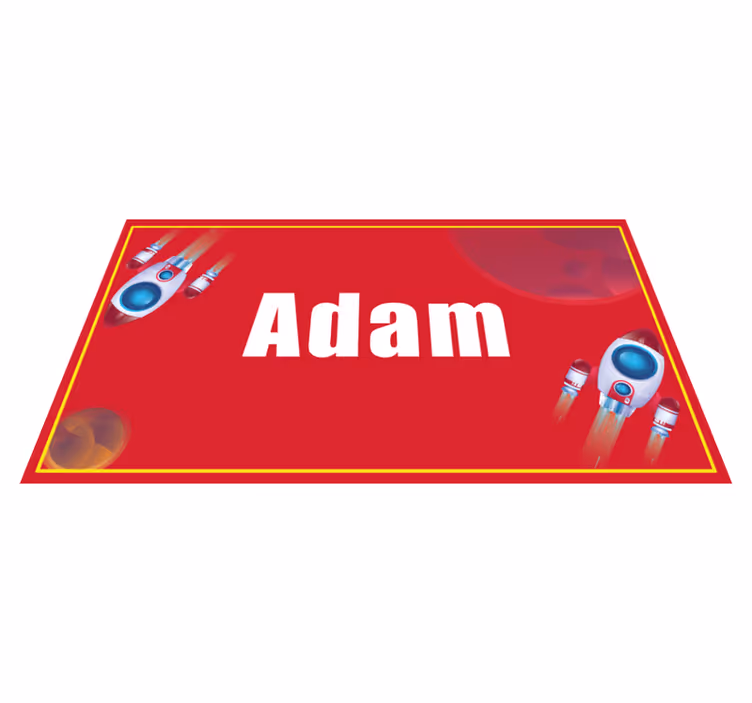 Raket met aangepaste naam vinyl tapijt voor meer kinderen - TenStickers