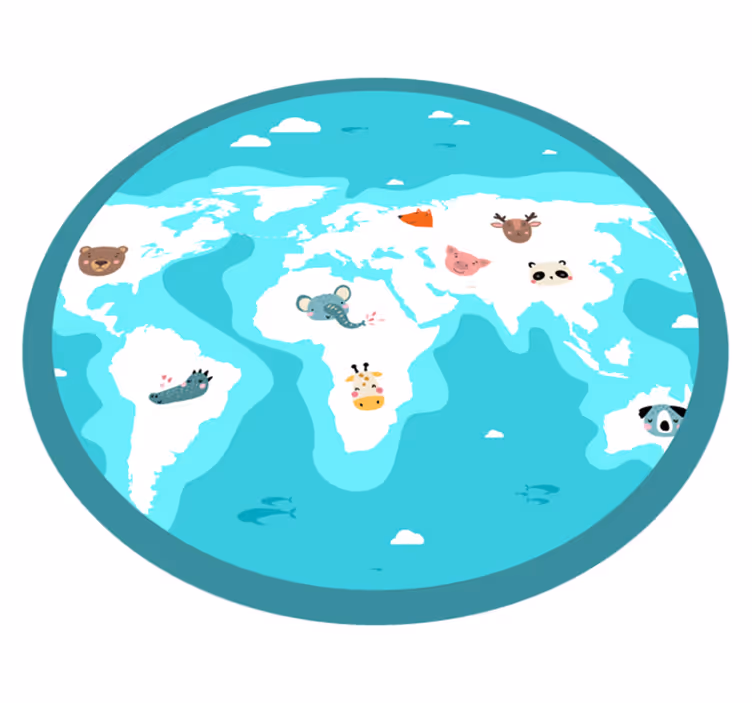 Wereld dierenkaart vinyl tapijt voor meer kinderen - TenStickers