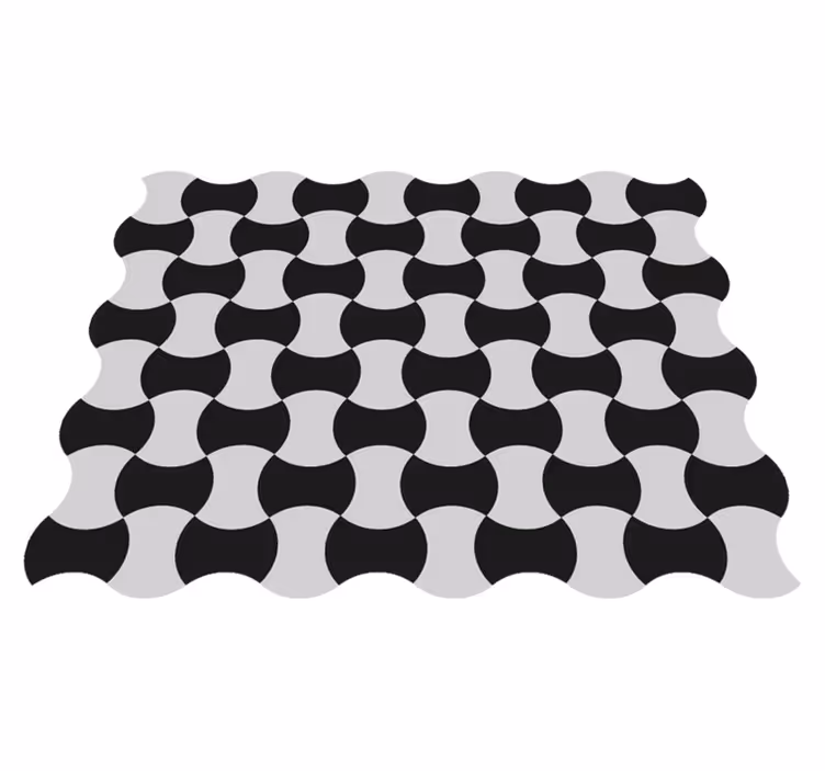Zwart-witte rondingen vinyl tapijt geometrisch - TenStickers