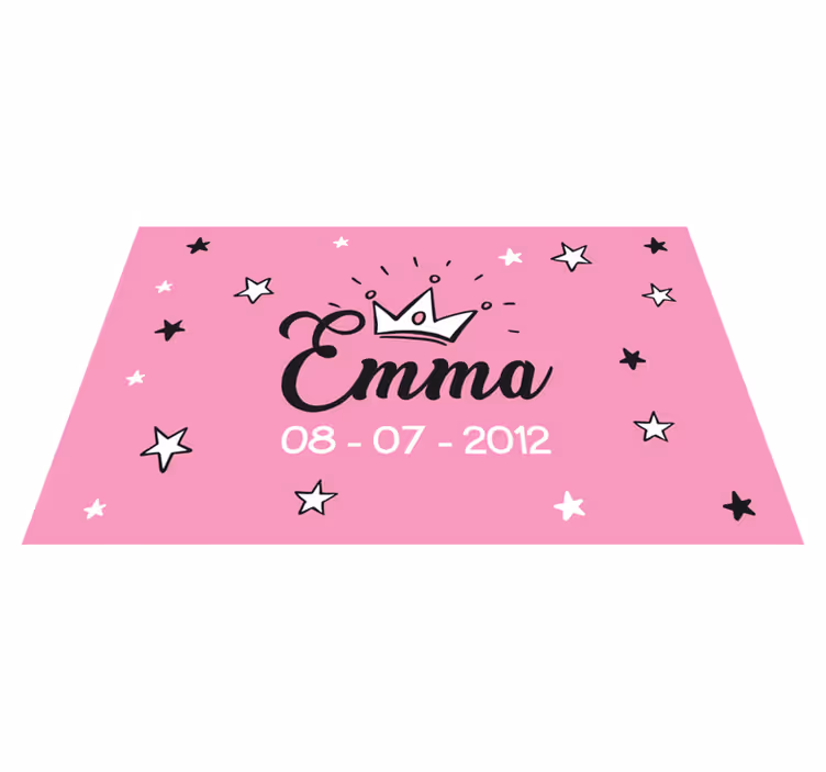 Roze ontwerp met naam vinyl tapijt voor meer kinderen - TenStickers