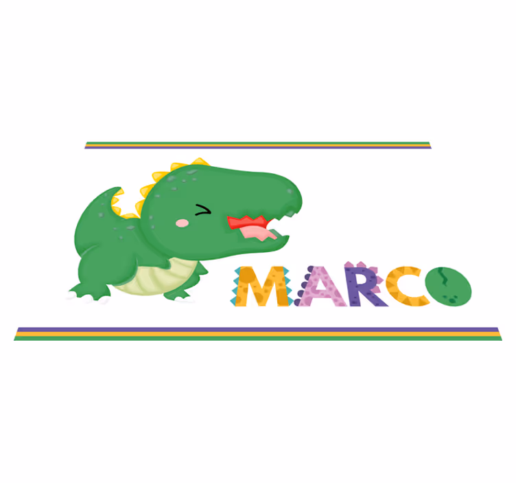 Baby t-rex met naamgeving vinyl tapijt met naam - TenStickers