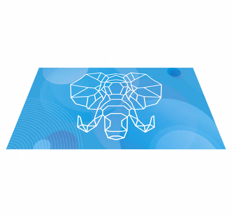 Blauw olifantengezicht dieren vinyl tapijt - TenStickers
