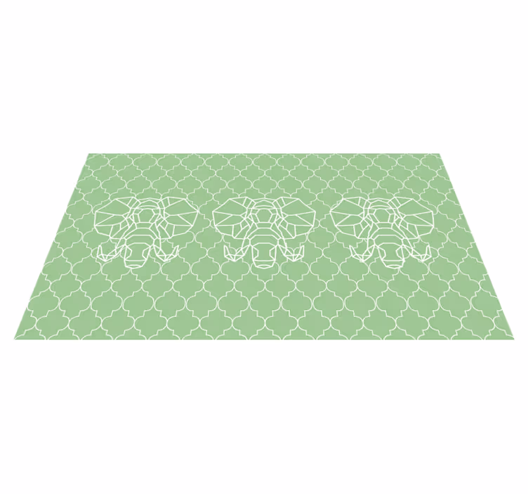 Gren geometrische olifanten dieren vinyl tapijt - TenStickers