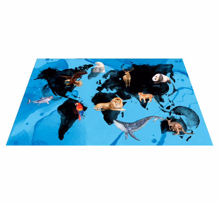Blauw en zwart wild vinyl tapijt voor meer kinderen - TenStickers