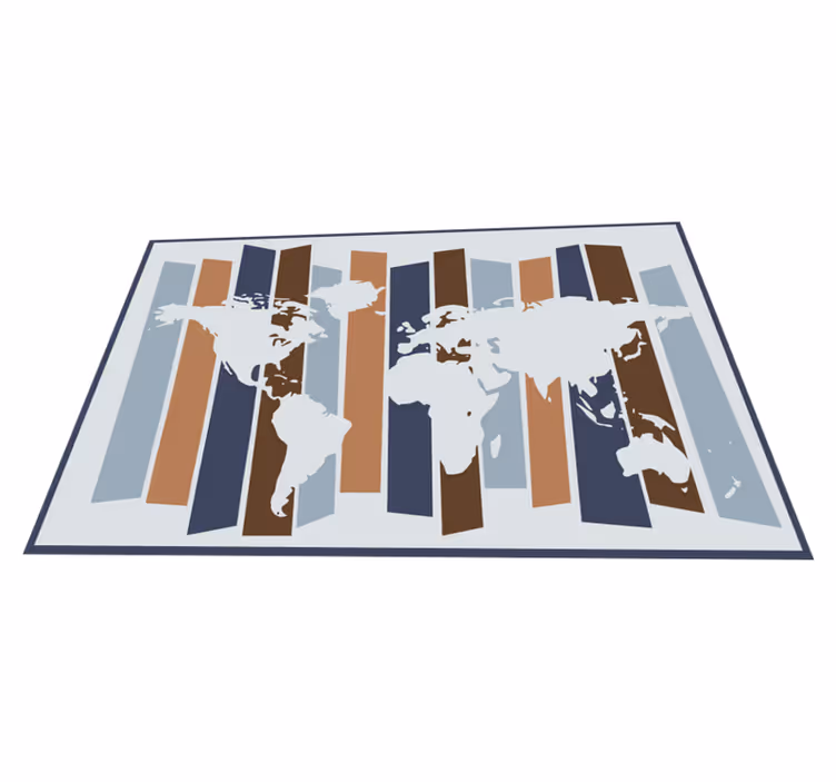 Abstract strepenmotief vinyl tapijt wereldkaart - TenStickers