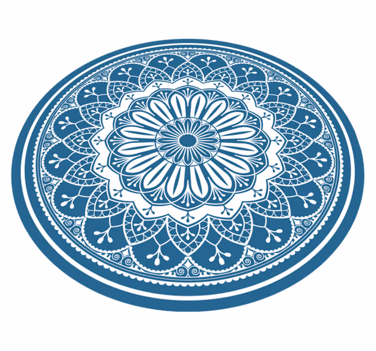 Vinyl tapijt mandala elegante blauwe mandala - TenStickers