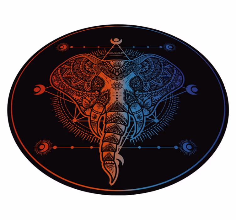 Olifantenkunst vinyl tapijt mandala - TenStickers