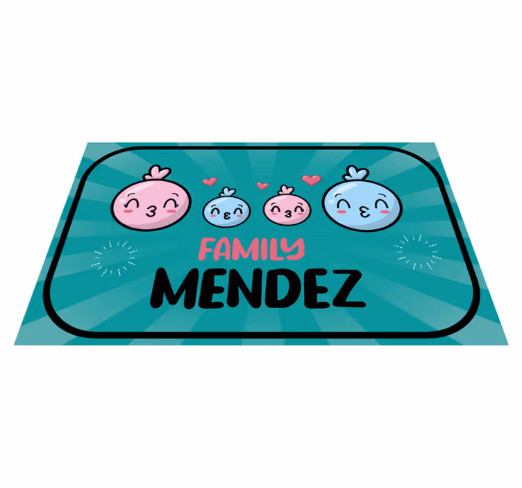 Waterballonnen met familienaam vinyl tapijt ontvangst hal - TenStickers