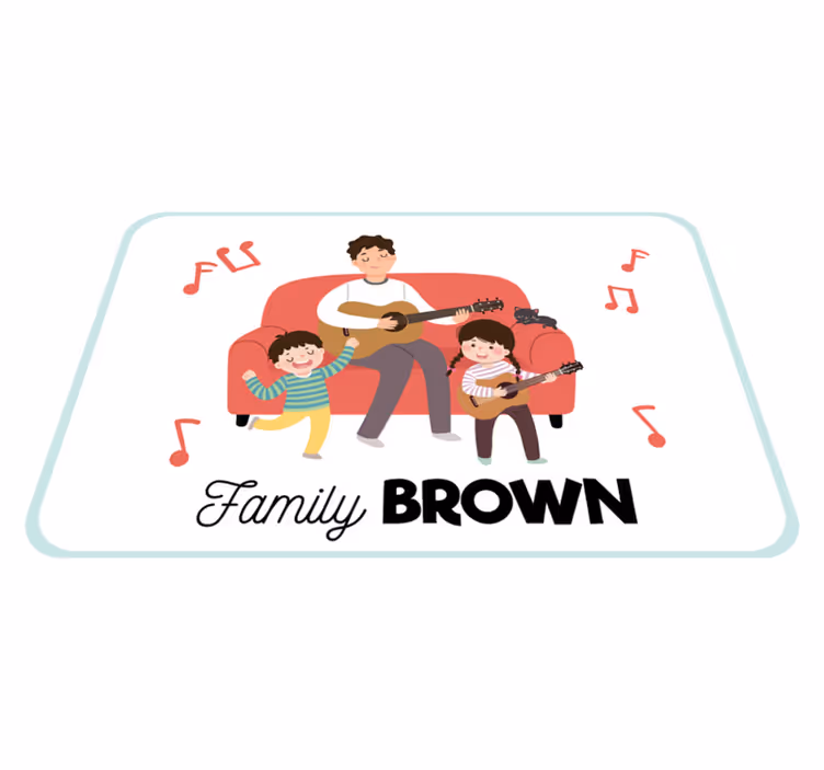 Muzikale familienaam vinyl tapijt ontvangst hal - TenStickers
