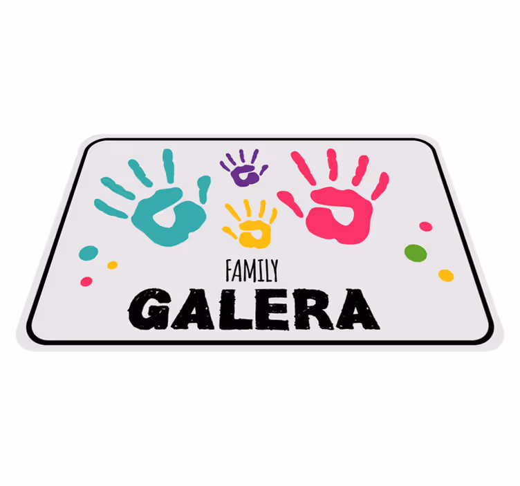 Handafdrukken met familienaam vinyl tapijt ontvangst hal - TenStickers