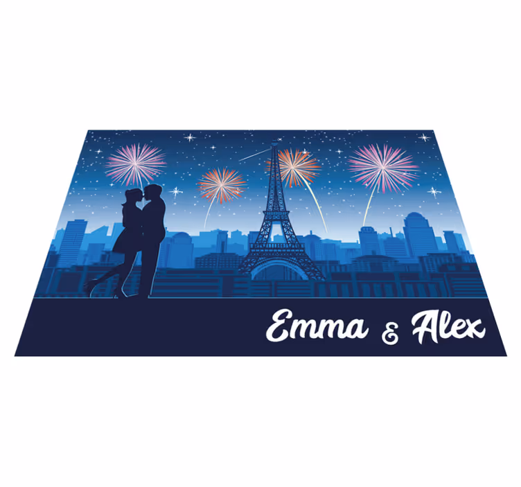 Parijse romantiek vinyl tapijt met naam - TenStickers