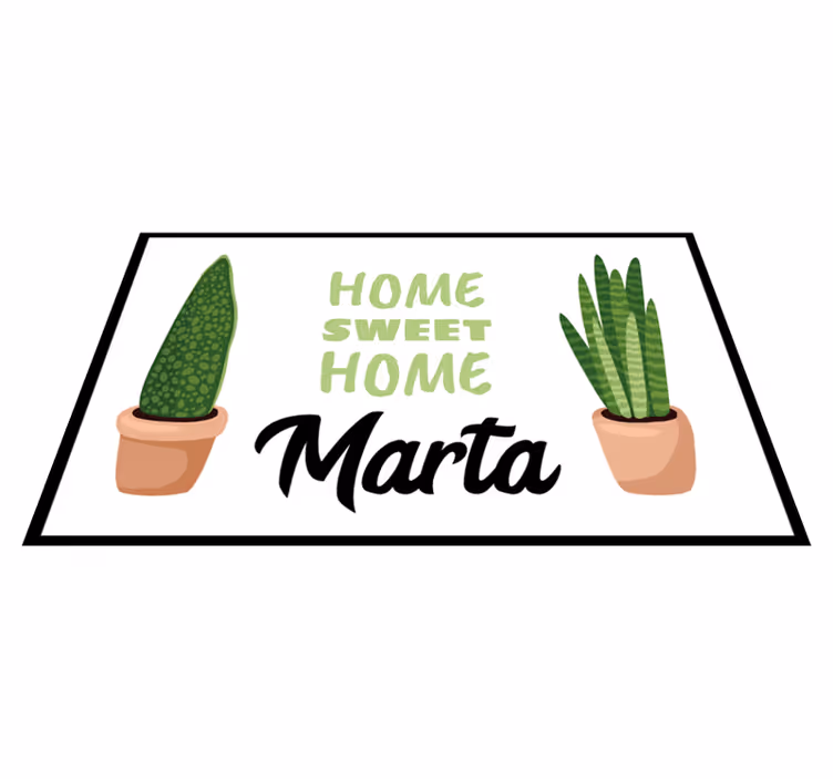 Vinyl tapijt met naam sweet home met planten - TenStickers