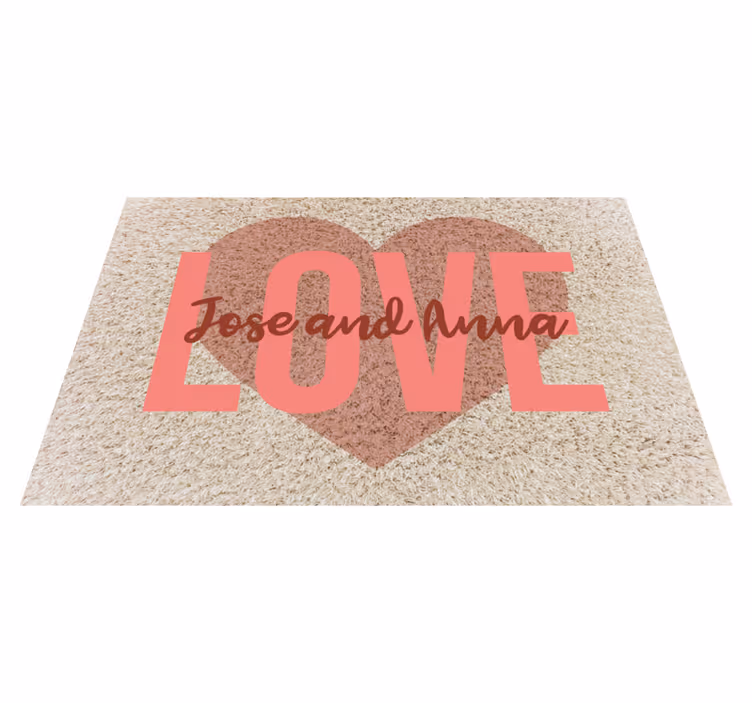 Liefdeshart met namen vinyl tapijt slaapkamer - TenStickers