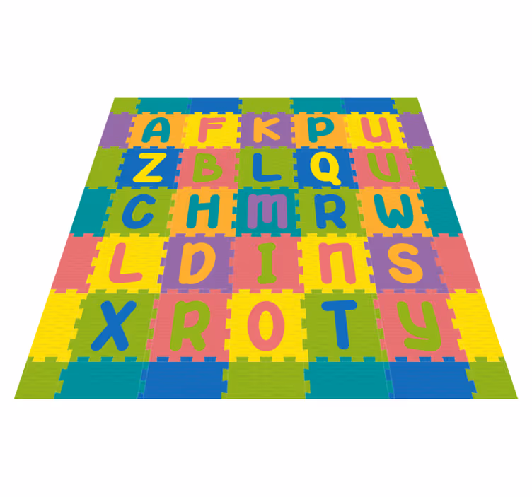 Kleurrijk speelontwerp vinyl tapijt alfabet - TenStickers