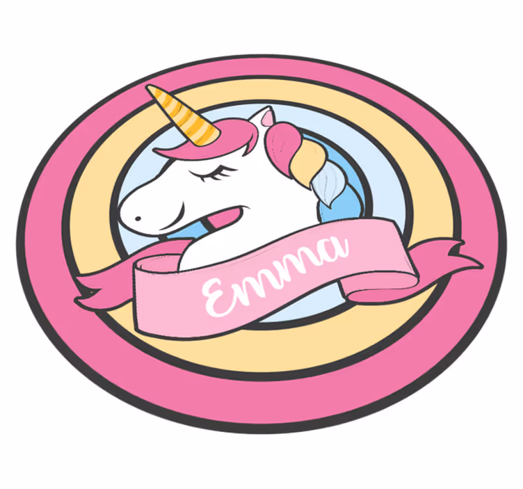 Eenhoornnaam in badge vinyl tapijt voor meer kinderen - TenStickers
