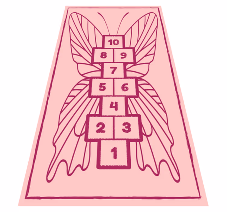 Roze vlinder hinkelen vinyl tapijt spel - TenStickers