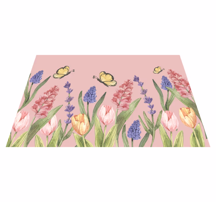 Botanische tuin embleem vinyl tapijt bloemen en planten - TenStickers