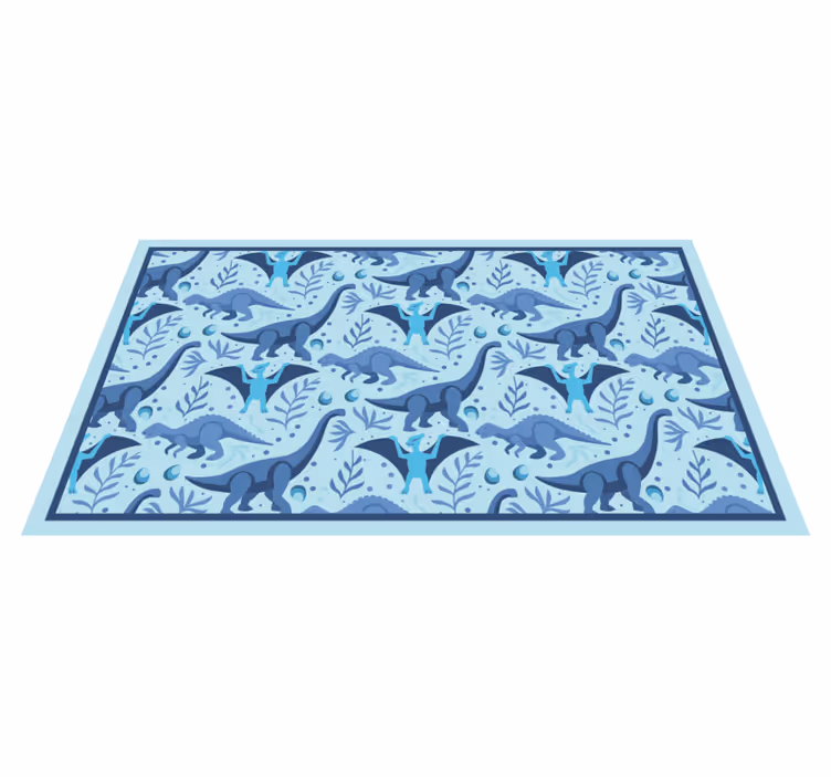 Blauwe dinosaurus expeditie vinyl tapijt voor meer kinderen - TenStickers
