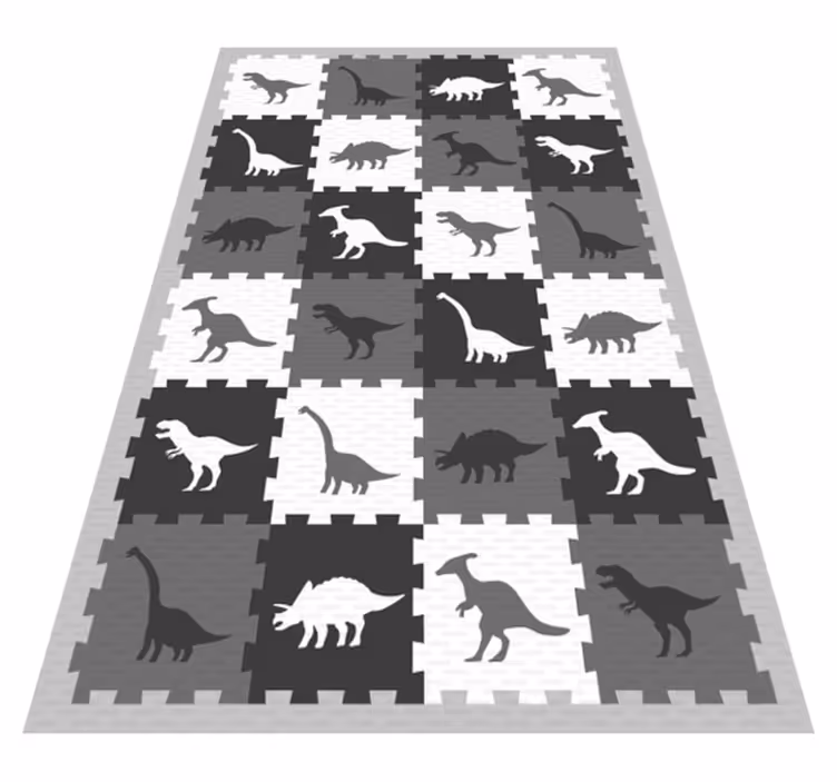 Grijs dinosaurusmotief vinyl tapijt kind - TenStickers