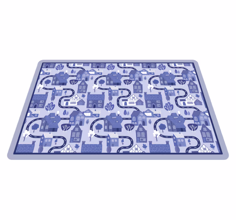 Blauw stadsgezicht ontwerp vinyl tapijt snelweg - TenStickers