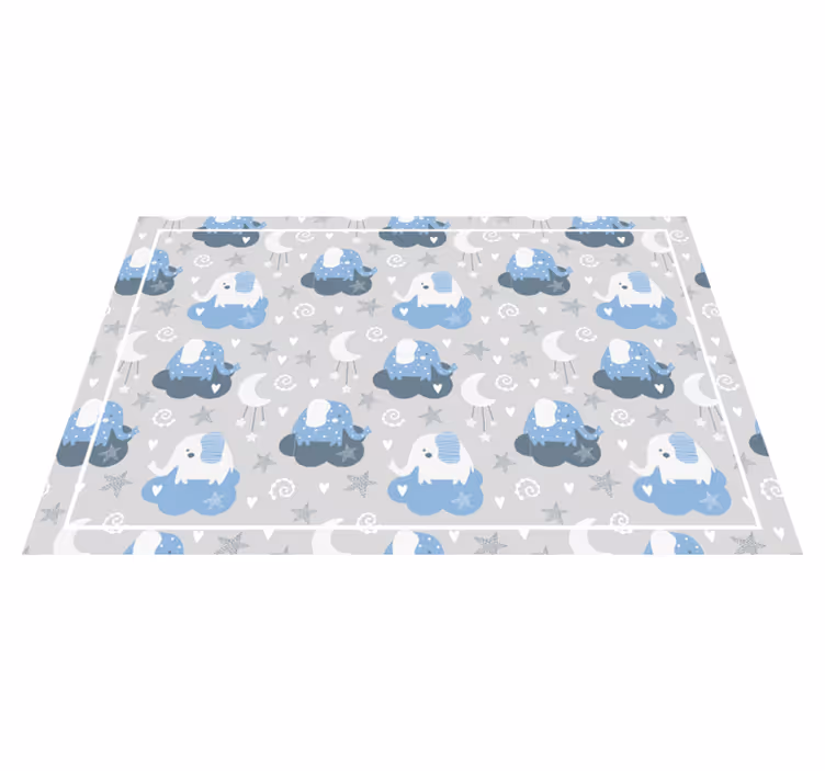 Blauwe noordse olifanten vinyl tapijt kind - TenStickers