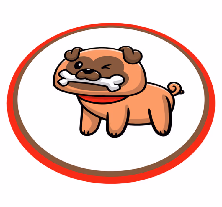 Bulldog met een bot dieren vinyl tapijt - TenStickers