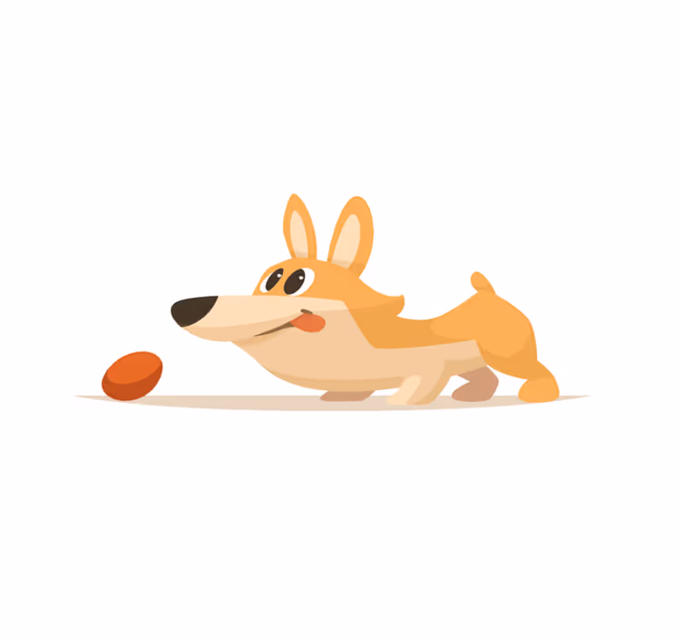 Speelse corgi-achtervolging vinyl tapijt voor meer kinderen - TenStickers
