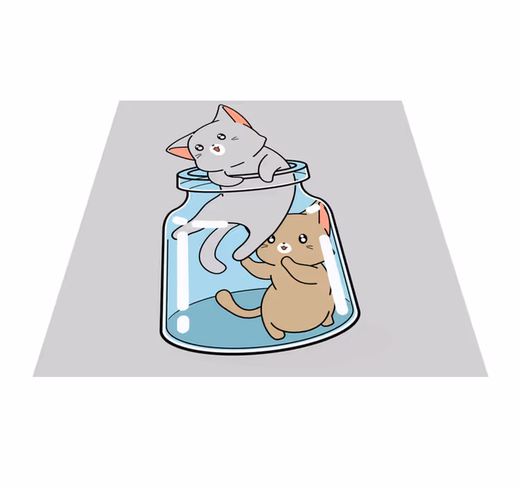 Schattige katten pot dieren vinyl tapijt - TenStickers