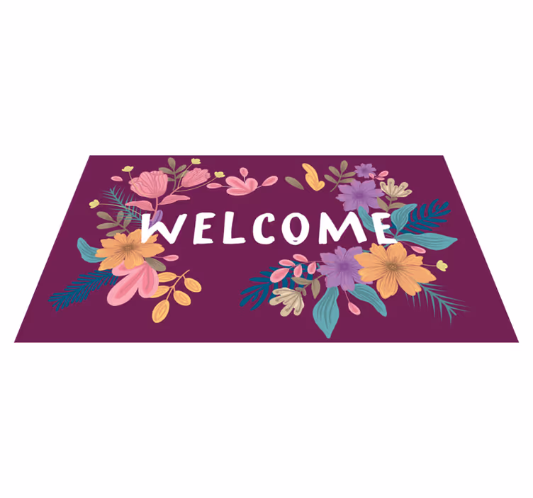 Bloemen welkomstbord vinyl tapijt ontvangst hal - TenStickers