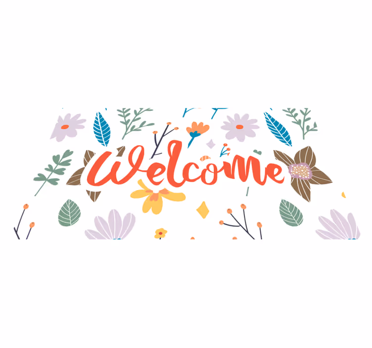 Welkomstbloem ontwerp vinyl tapijt ontvangst hal - TenStickers
