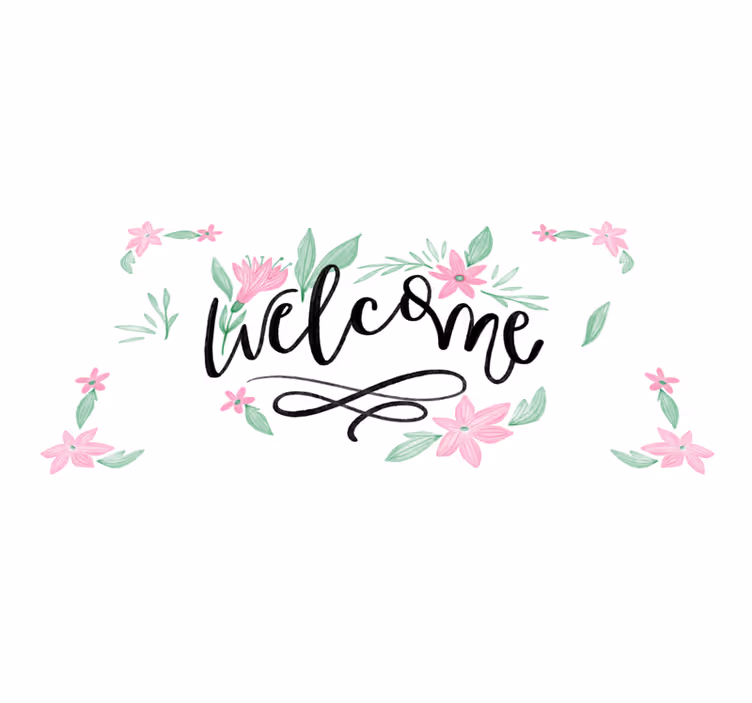 Welkom thuis bloemen vinyl tapijt ontvangst hal - TenStickers