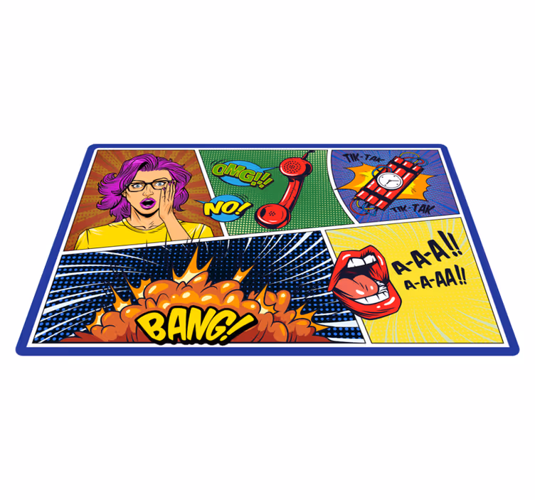 Reacties in stripstijl vinyl tapijt tiener - TenStickers