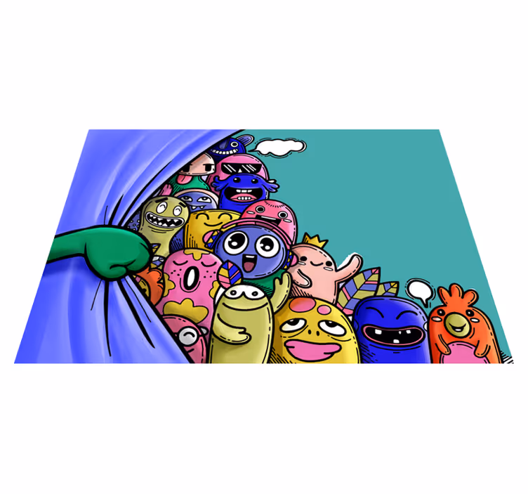 Kleurrijke monsterpersonages vinyl tapijt voor meer kinderen - TenStickers