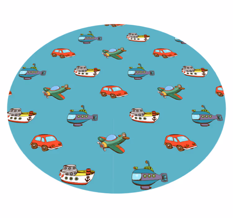 Speelgoedvoertuigen avontuur vinyl tapijt baby - TenStickers
