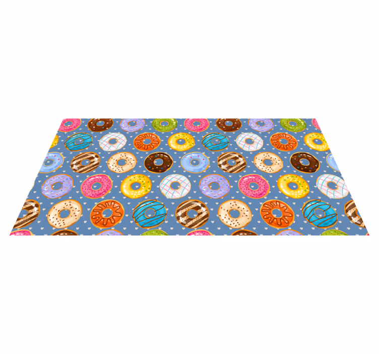 Levendig donutmotief vinyl vloerkleed keuken - TenStickers